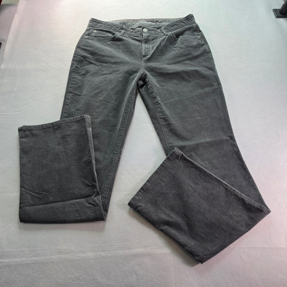 Eddie Bauer Curvy Bootcut Corduroy Pants Womens 10 Gray Stretch Preppy Classic